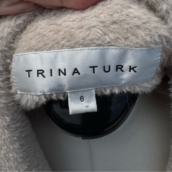 Trina Turk Cream Madison Textured Wedge Coat size 6 - Picture 13 of 14